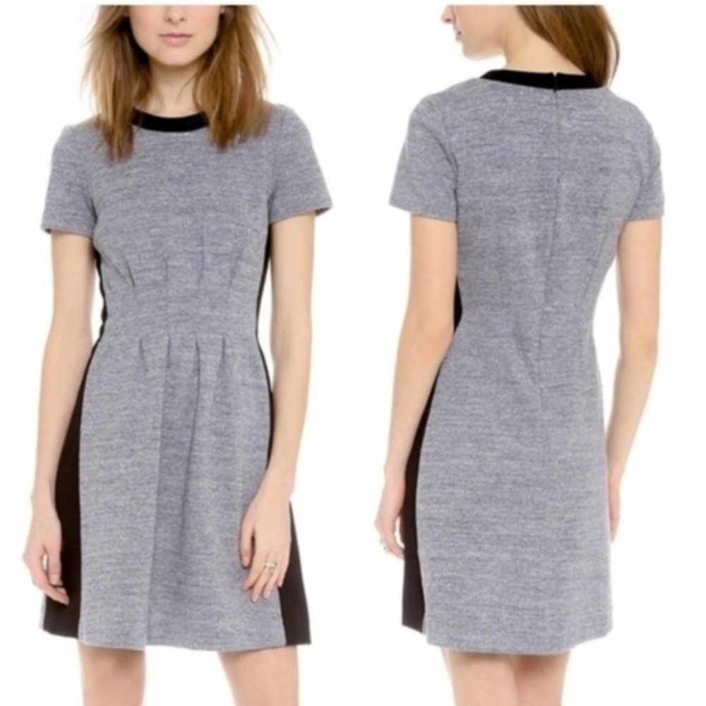 Madewell Parkline Dress Colorblock Short Sleeves Marled Gray